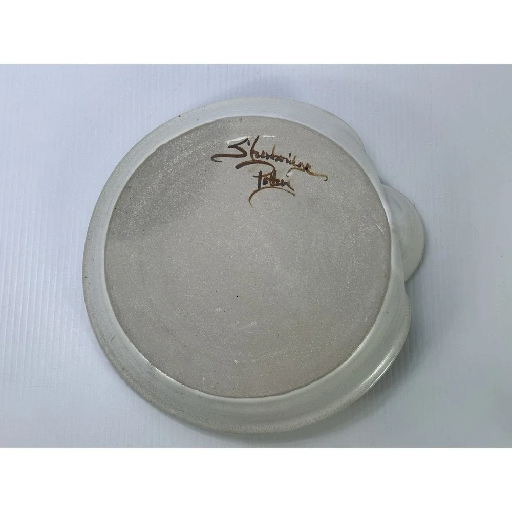 Sturbridge Pottery Handmade Chip & Dip Bowl Purple Blue Green Glaze
